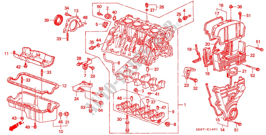 CILINDERBLOK/OLIEPAN (DOHC) voor Honda ACCORD 2.0I-16 4 deuren 5-versnellings handgeschakelde versnellingsbak 1989