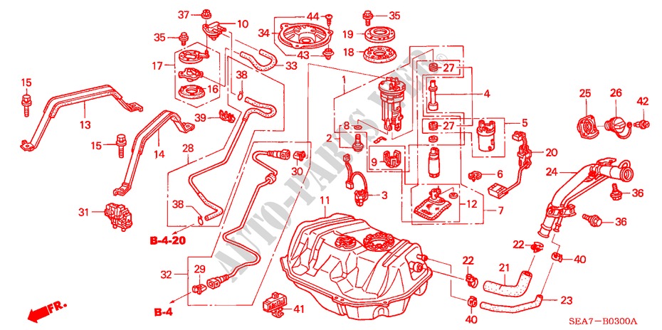 BRANDSTOF TANK(1) voor Honda ACCORD 2.4 EXECUTIVE 4 deuren 6-versnellings handgeschakelde versnellingsbak 2003