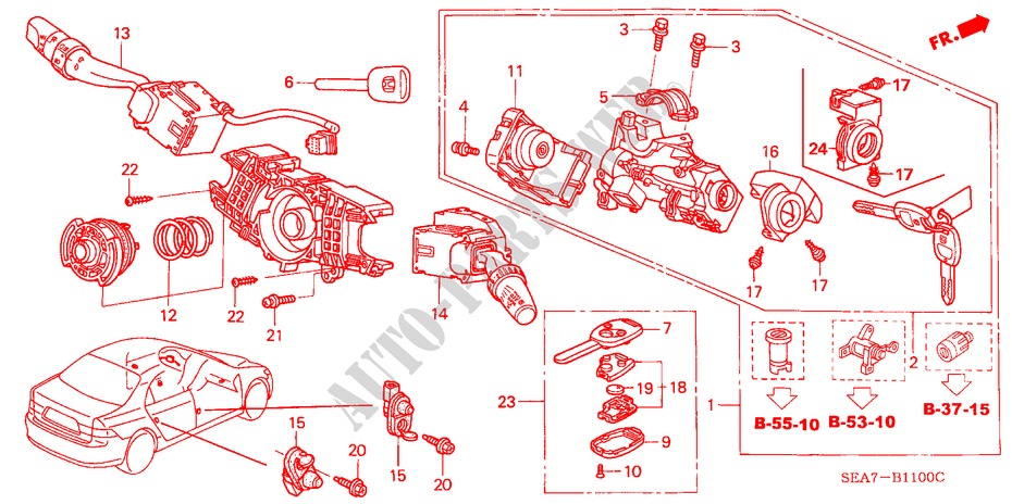 COMBINATIESCHAKELAAR(LH) voor Honda ACCORD 2.0 SPORT 4 deuren 5-traps automatische versnellingsbak 2003