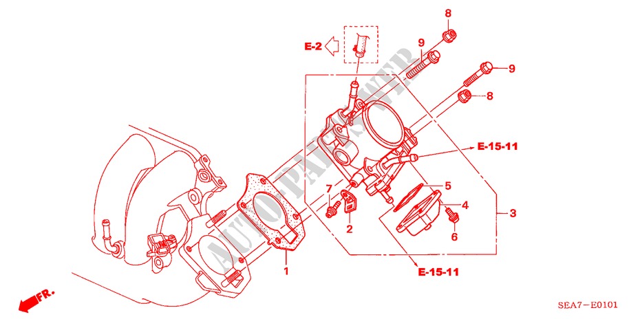 GAS HUIS(2.4L) voor Honda ACCORD 2.4 EXECUTIVE 4 deuren 6-versnellings handgeschakelde versnellingsbak 2003