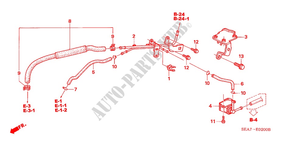 INSTALLATIEPIJP/SLANGEN voor Honda ACCORD 2.4 EXECUTIVE 4 deuren 6-versnellings handgeschakelde versnellingsbak 2005