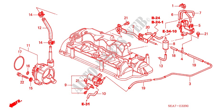 INSTALLATIEPIJP/VACUUMPOMP(DIESEL) ( '05) voor Honda ACCORD 2.2 EXECUTIVE 4 deuren 5-versnellings handgeschakelde versnellingsbak 2004