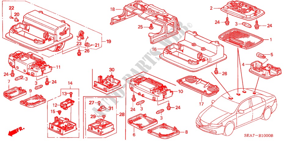 INTERIEUR VERLICHTING voor Honda ACCORD 2.4 TYPE S 4 deuren 5-traps automatische versnellingsbak 2005