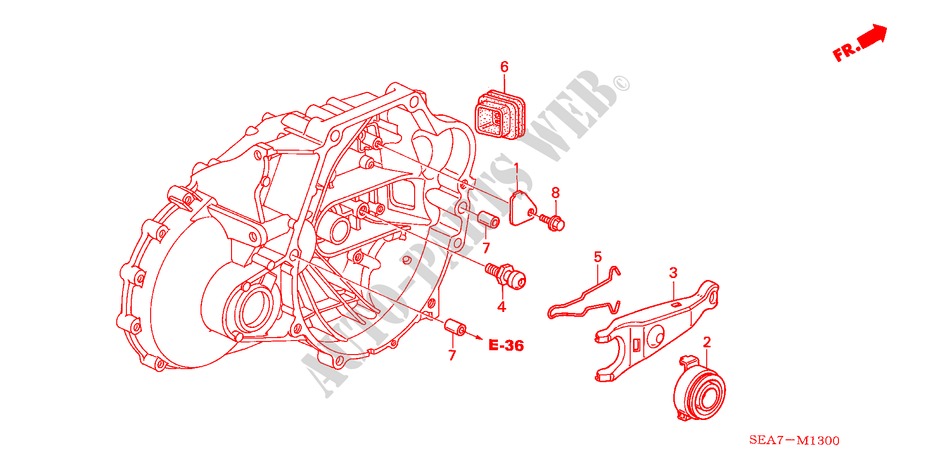 KOPPELING TERUGKEER(DIESEL) voor Honda ACCORD 2.2 EXECUTIVE 4 deuren 5-versnellings handgeschakelde versnellingsbak 2004