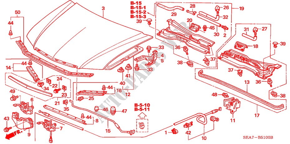 MOTORKAP(LH) voor Honda ACCORD 2.4 TYPE S 4 deuren 5-traps automatische versnellingsbak 2005