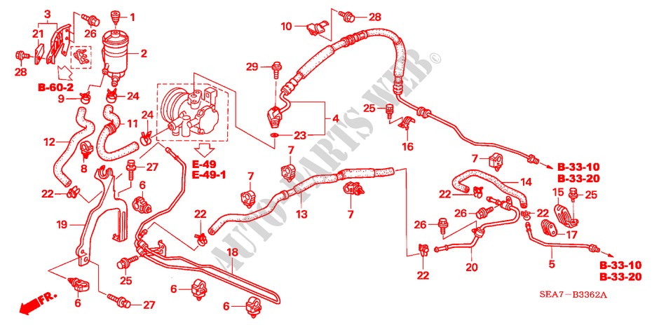 P.S. LIJNEN(DIESEL) (LH) voor Honda ACCORD 2.2 SPORT 4 deuren 5-versnellings handgeschakelde versnellingsbak 2004