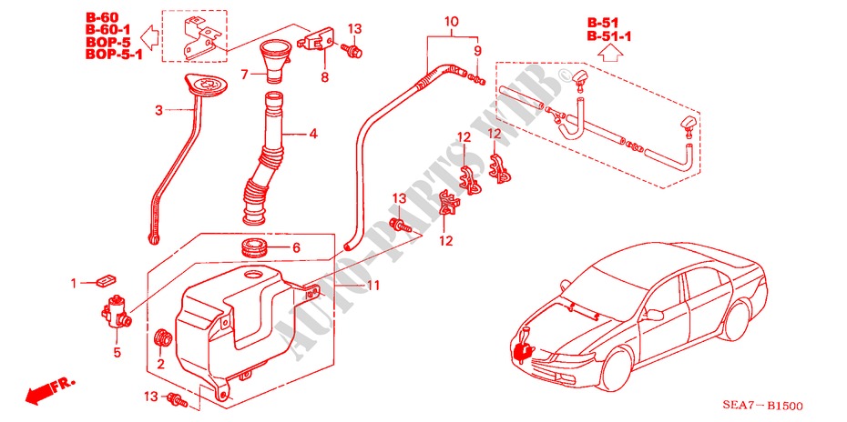 RUITESPROEIER(1) voor Honda ACCORD 2.4 TYPE S 4 deuren 5-traps automatische versnellingsbak 2005