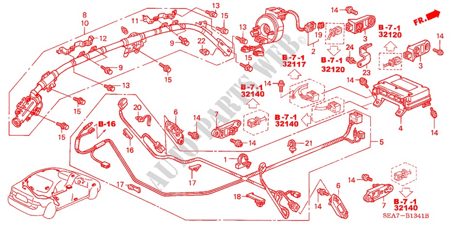SRS EENHEID(RH) voor Honda ACCORD 2.2 EXECUTIVE 4 deuren 5-versnellings handgeschakelde versnellingsbak 2004