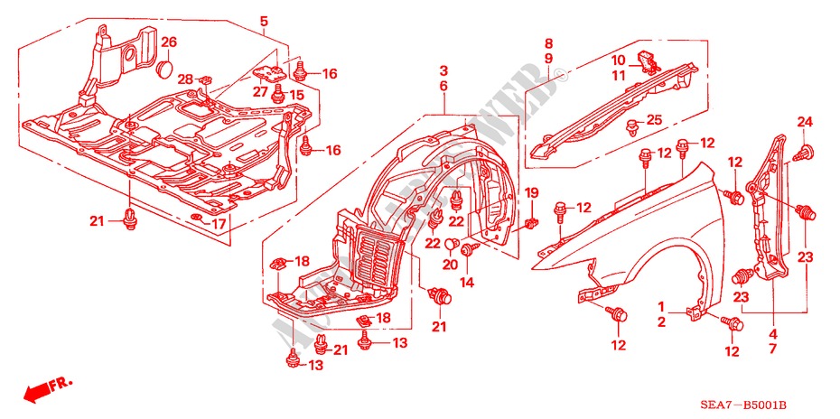 VOOR KAPPEN(2) voor Honda ACCORD 2.2 EXECUTIVE 4 deuren 5-versnellings handgeschakelde versnellingsbak 2005