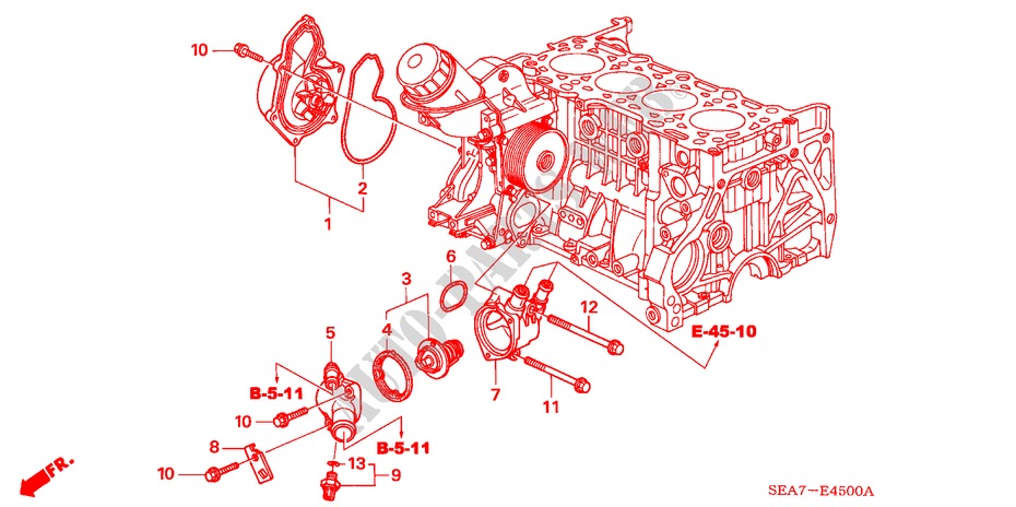 WATERPOMP(DIESEL) voor Honda ACCORD 2.2 EXECUTIVE 4 deuren 5-versnellings handgeschakelde versnellingsbak 2004