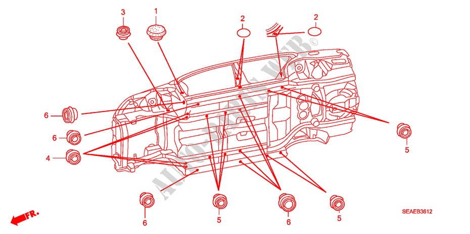 DOORVOERTULLE(ONDER) voor Honda ACCORD 2.2 SPORT SE 4 deuren 6-versnellings handgeschakelde versnellingsbak 2008