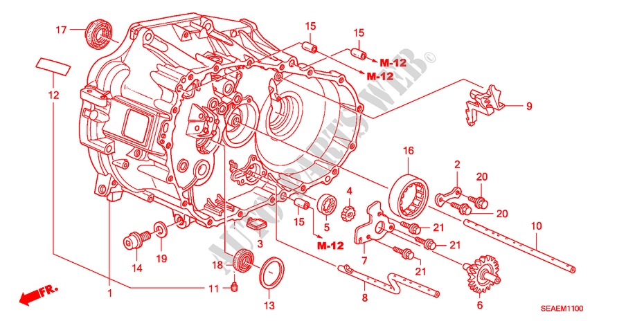KOPPELINGKAST(DIESEL) voor Honda ACCORD 2.2 SPORT SE 4 deuren 6-versnellings handgeschakelde versnellingsbak 2008
