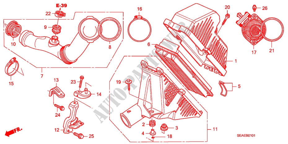 LUCHTFILTER(DIESEL) voor Honda ACCORD 2.2 SPORT SE 4 deuren 6-versnellings handgeschakelde versnellingsbak 2008