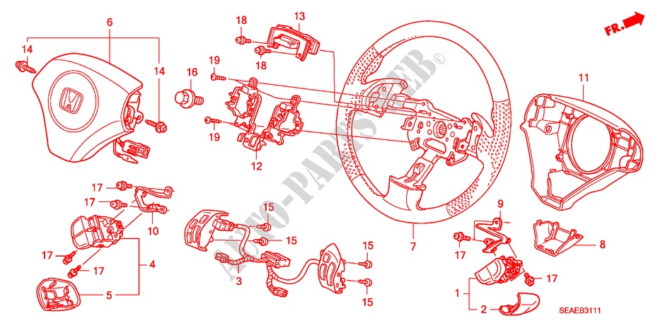 STUURWIEL(SRS) (2) voor Honda ACCORD 2.2 SPORT SE 4 deuren 6-versnellings handgeschakelde versnellingsbak 2008
