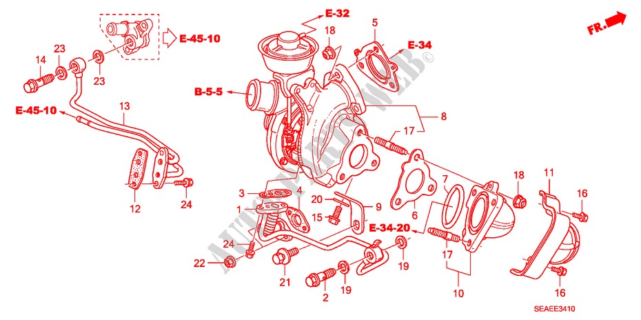TURBOLADER(DIESEL) voor Honda ACCORD 2.2 SPORT 4 deuren 6-versnellings handgeschakelde versnellingsbak 2007