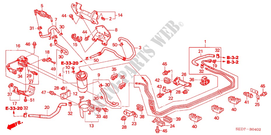 BRANDSTOF PIJP/BRANDSTOF ZEEF (DIESEL) (LH) voor Honda ACCORD TOURER 2.2 EXECUTIVE 5 deuren 5-versnellings handgeschakelde versnellingsbak 2004