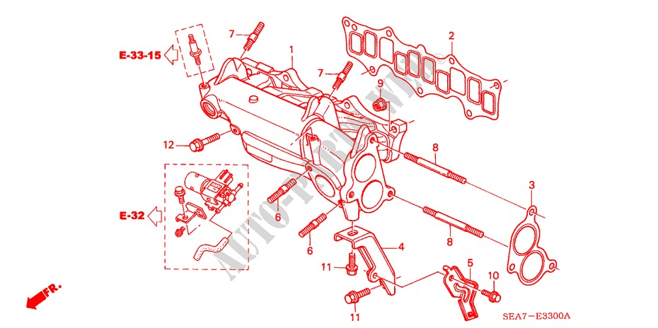 INLAAT SPRUITSTUK(DIESEL) voor Honda ACCORD TOURER 2.2 EXECUTIVE 5 deuren 5-versnellings handgeschakelde versnellingsbak 2004