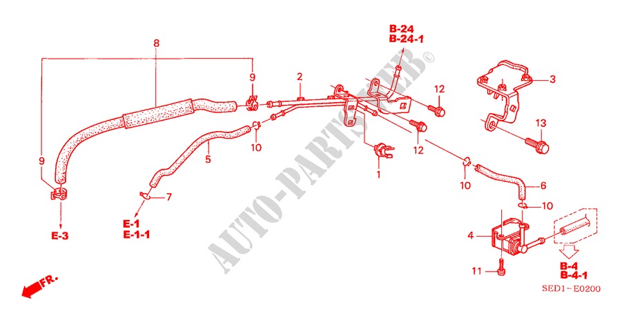 INSTALLATIEPIJP/SLANGEN voor Honda ACCORD TOURER 2.4 EXECUTIVE 5 deuren 6-versnellings handgeschakelde versnellingsbak 2003