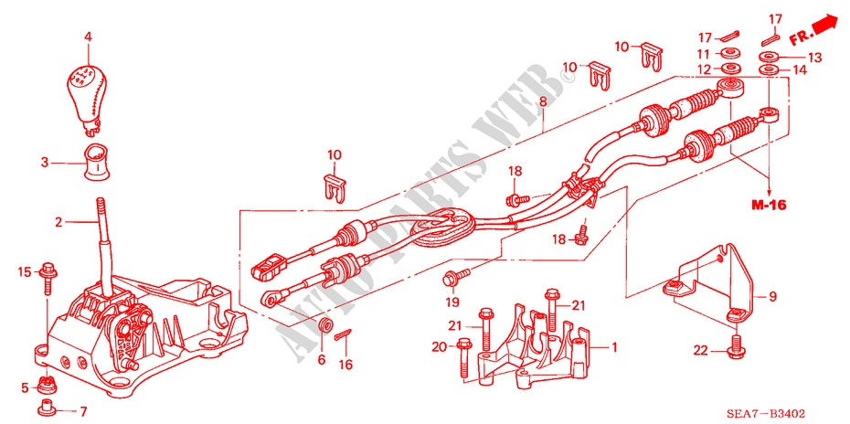 OVERSCHAKELHENDEL(DIESEL) (LH) voor Honda ACCORD TOURER 2.2 EXECUTIVE 5 deuren 5-versnellings handgeschakelde versnellingsbak 2004