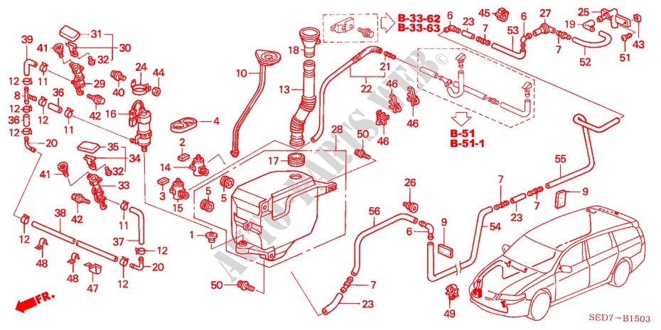 RUITESPROEIER (DIESEL) (4) voor Honda ACCORD TOURER 2.2 EXECUTIVE 5 deuren 5-versnellings handgeschakelde versnellingsbak 2004