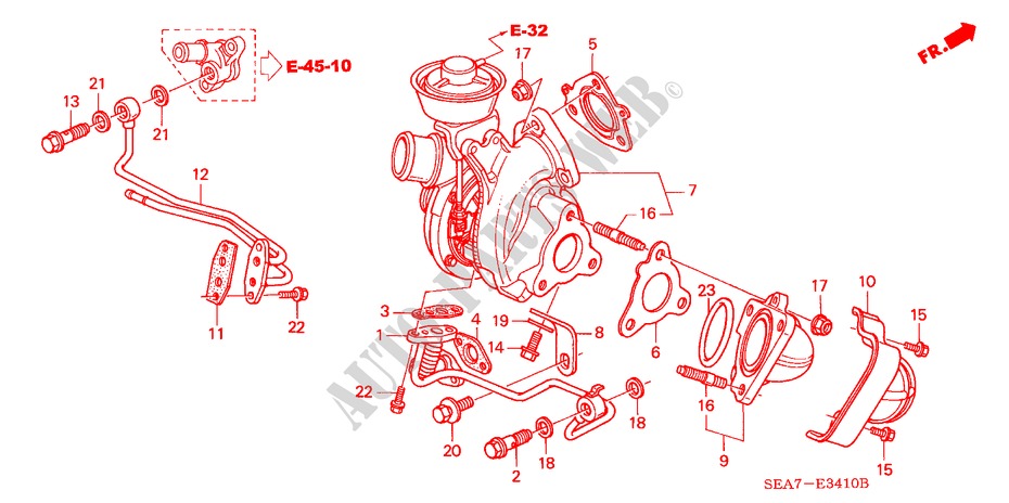 TURBOLADER(DIESEL) voor Honda ACCORD TOURER 2.2 EXECUTIVE 5 deuren 5-versnellings handgeschakelde versnellingsbak 2004