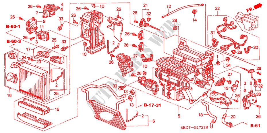 VERWARMINGSEENHEID(RH) voor Honda ACCORD TOURER 2.0 EXECUTIVE 5 deuren 5-traps automatische versnellingsbak 2004