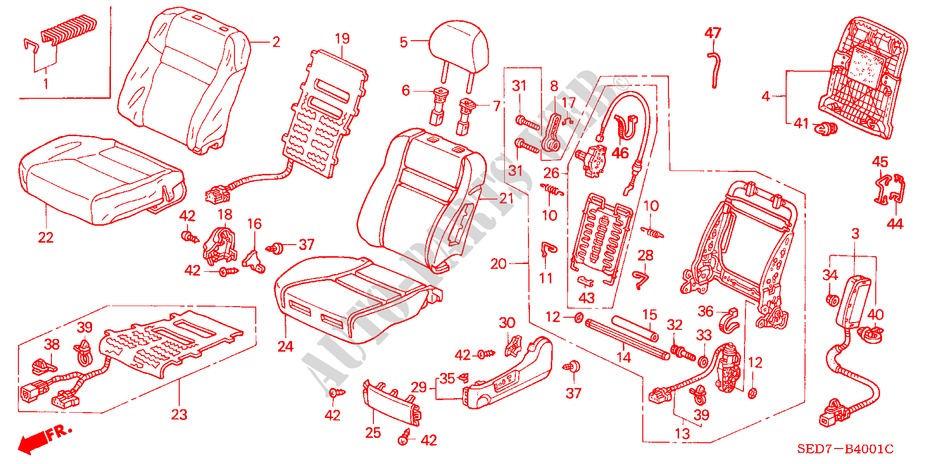 VOOR ZITTING(L.)(LH)(2) voor Honda ACCORD TOURER 2.2 EXECUTIVE 5 deuren 5-versnellings handgeschakelde versnellingsbak 2004