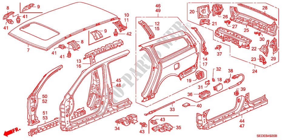 BUITEN PANELEN/ACHTER PANEEL voor Honda ACCORD TOURER 2.0 SE 5 deuren 5-traps automatische versnellingsbak 2006