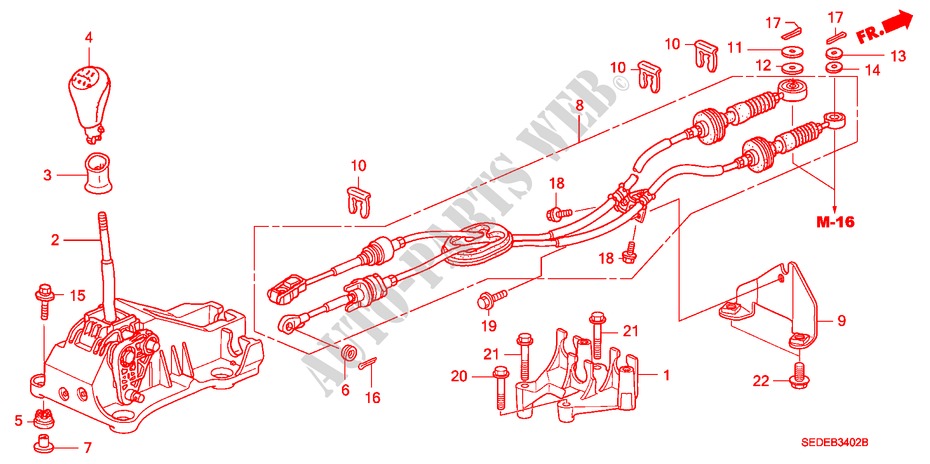 OVERSCHAKELHENDEL(DIESEL) (LH) voor Honda ACCORD TOURER 2.2 EXECUTIVE 5 deuren 6-versnellings handgeschakelde versnellingsbak 2008