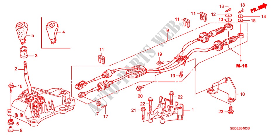 OVERSCHAKELHENDEL(DIESEL) (RH) voor Honda ACCORD TOURER 2.2 EXECUTIVE 5 deuren 6-versnellings handgeschakelde versnellingsbak 2007