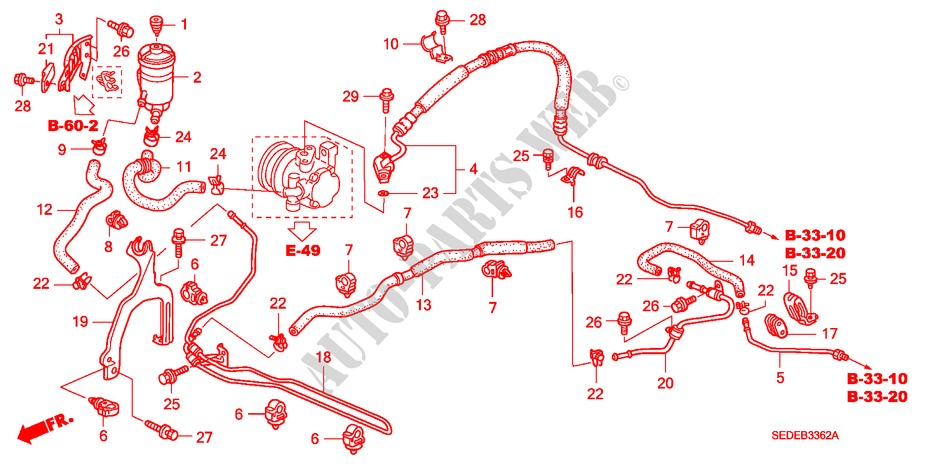 P.S. LIJNEN(DIESEL) (LH) voor Honda ACCORD TOURER 2.2 SPORT 5 deuren 6-versnellings handgeschakelde versnellingsbak 2006