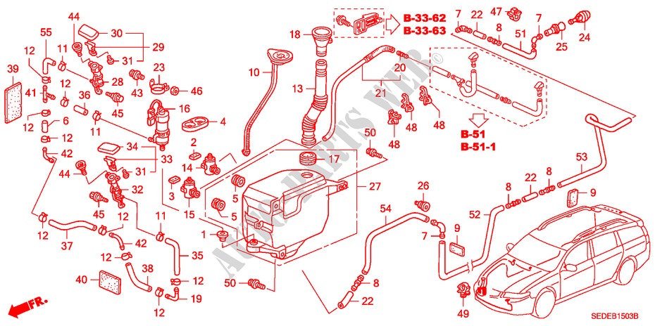RUITESPROEIER (KOPLAMP SPROEIERWISSER) (2) voor Honda ACCORD TOURER 2.2 EXECUTIVE 5 deuren 6-versnellings handgeschakelde versnellingsbak 2007
