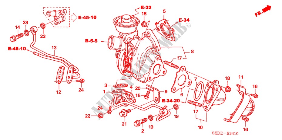TURBOLADER(DIESEL) voor Honda ACCORD TOURER 2.2 EXECUTIVE 5 deuren 6-versnellings handgeschakelde versnellingsbak 2007