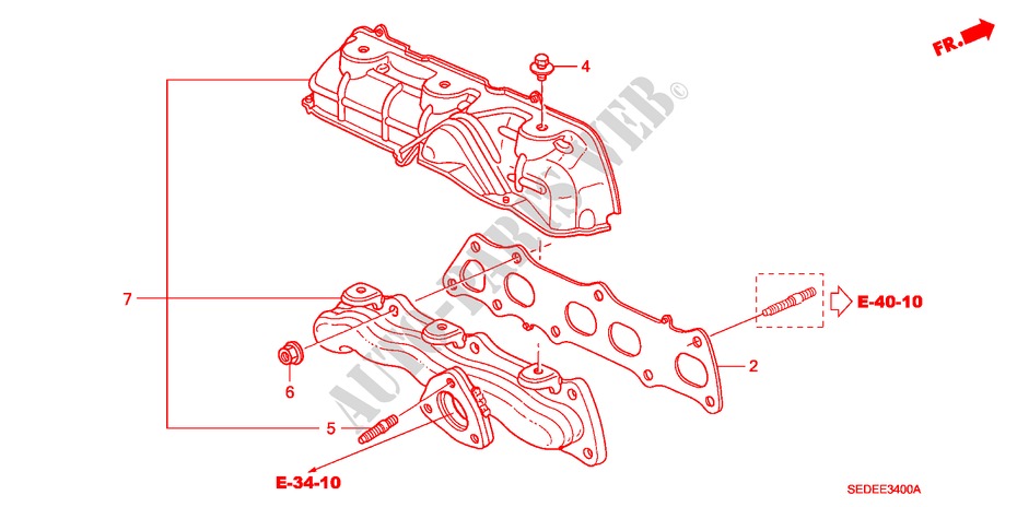 UITLAAT SPRUITSTUK(DIESEL) voor Honda ACCORD TOURER 2.2 EXECUTIVE 5 deuren 6-versnellings handgeschakelde versnellingsbak 2007