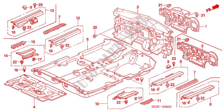 VLOERMAT voor Honda ACCORD TOURER 2.2 EXECUTIVE 5 deuren 6-versnellings handgeschakelde versnellingsbak 2007