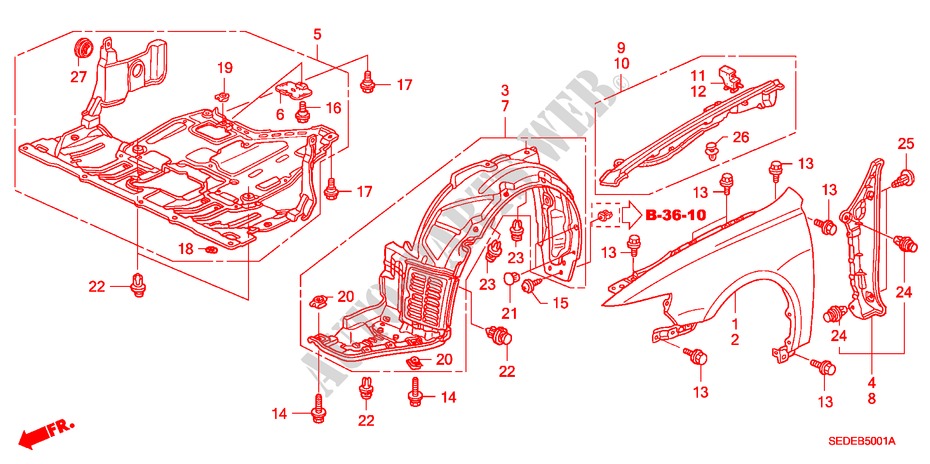 VOOR KAPPEN(DIESEL) voor Honda ACCORD TOURER 2.2 EXECUTIVE 5 deuren 6-versnellings handgeschakelde versnellingsbak 2006