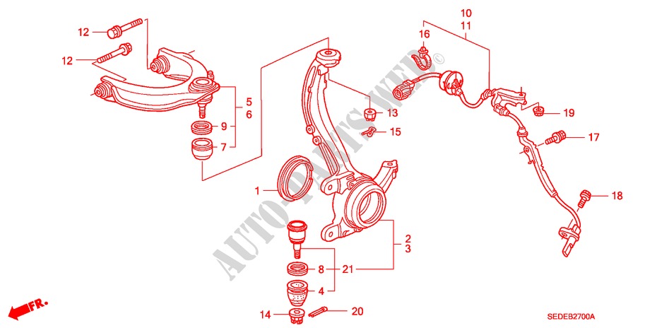 VOOR KNOKKEL/BOVEN ARM voor Honda ACCORD TOURER 2.2 EXECUTIVE 5 deuren 6-versnellings handgeschakelde versnellingsbak 2007