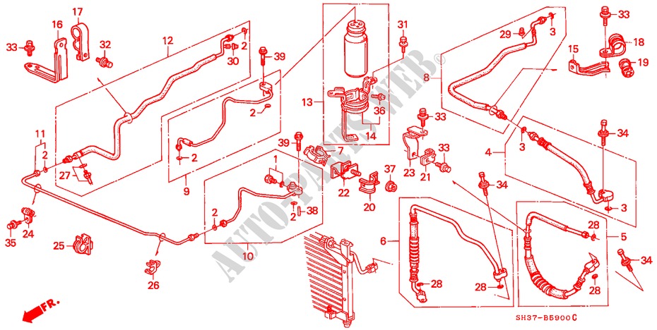 AIRCONDITIONER (SLANGEN/PIJPEN)(LH) voor Honda CIVIC DX 3 deuren 5-versnellings handgeschakelde versnellingsbak 1990