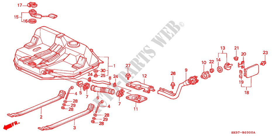 BRANDSTOF TANK voor Honda CIVIC 1.6I 3 deuren 5-versnellings handgeschakelde versnellingsbak 1991