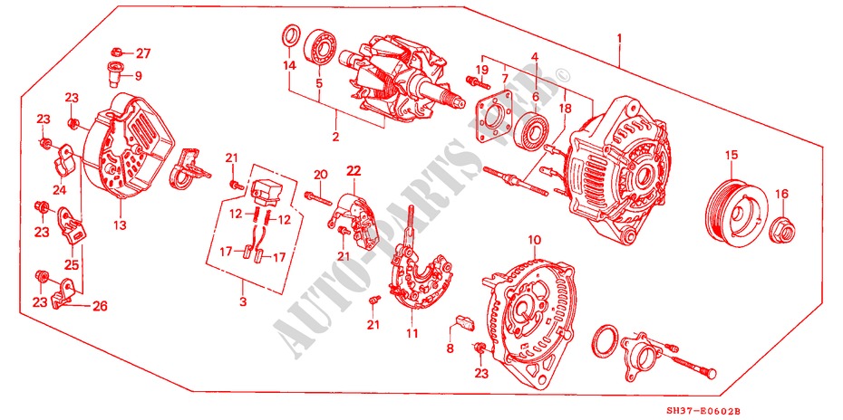 GENERATOR(ND) voor Honda CIVIC 1.6I 3 deuren 5-versnellings handgeschakelde versnellingsbak 1991