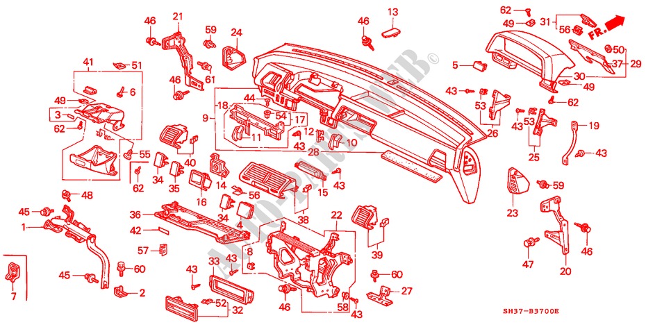 INSTRUMENTEN PANEEL(LH) voor Honda CIVIC 1.6I 3 deuren 5-versnellings handgeschakelde versnellingsbak 1991
