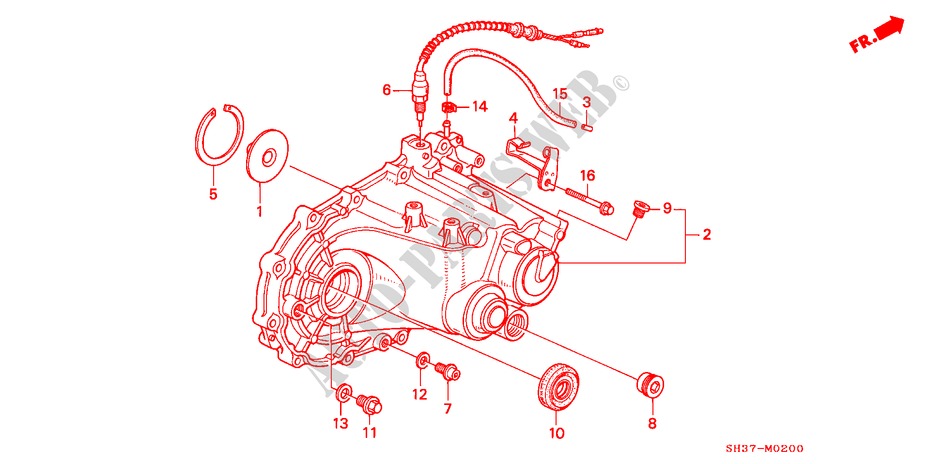 TRANSMISSIE BEHUIZING(1) voor Honda CIVIC 1.6I 3 deuren 5-versnellings handgeschakelde versnellingsbak 1991