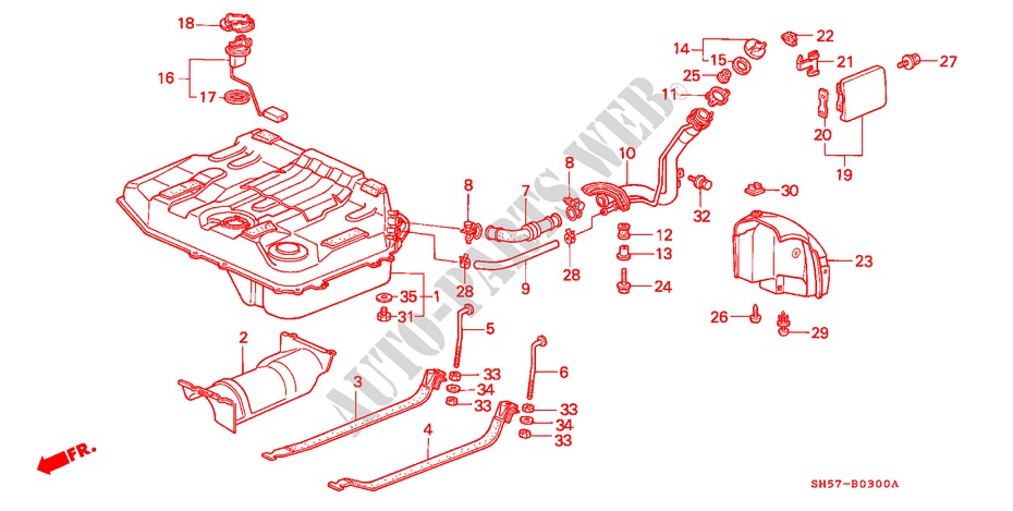 BRANDSTOF TANK voor Honda CIVIC SHUTTLE GL 5 deuren 5-versnellings handgeschakelde versnellingsbak 1988