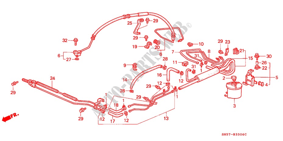P.S. LEIDING(1) voor Honda CIVIC SHUTTLE GL 5 deuren 5-versnellings handgeschakelde versnellingsbak 1988