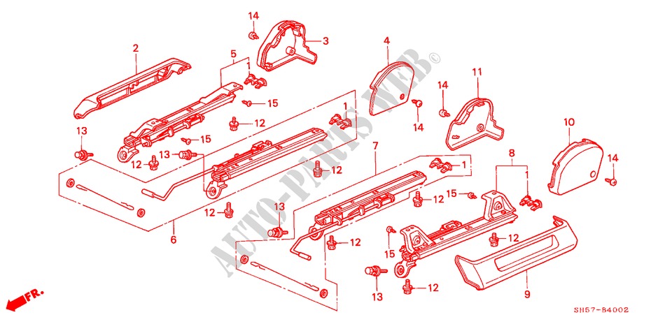 V. ZITTING COMPONENTEN(1) voor Honda CIVIC SHUTTLE GL 5 deuren 5-versnellings handgeschakelde versnellingsbak 1988
