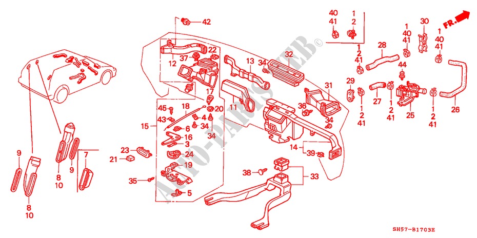 WATERKLEP/KANAAL voor Honda CIVIC SHUTTLE 1.6I-4WD 5 deuren 5-versnellings handgeschakelde versnellingsbak 1988