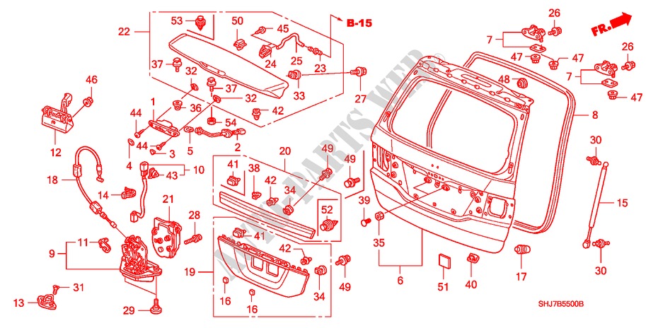 ACHTERKLEP voor Honda ODYSSEY EXL 5 deuren 5-traps automatische versnellingsbak 2008