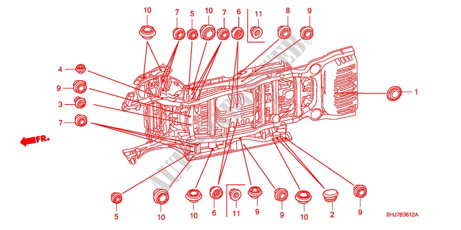 DOORVOERTULLE(ONDER)(2) voor Honda ODYSSEY EXL 5 deuren 5-traps automatische versnellingsbak 2008