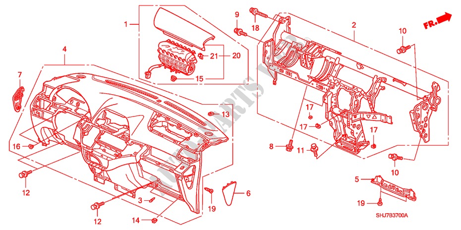 INSTRUMENTEN PANEEL voor Honda ODYSSEY EXL 5 deuren 5-traps automatische versnellingsbak 2008