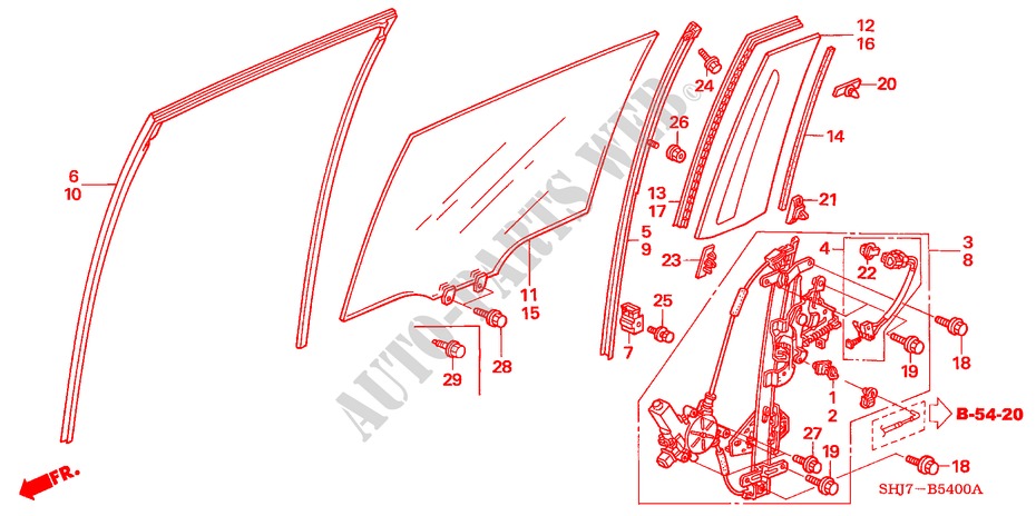 SCHUIFDEUR RAMEN/REGELAAR voor Honda ODYSSEY EXL 5 deuren 5-traps automatische versnellingsbak 2008
